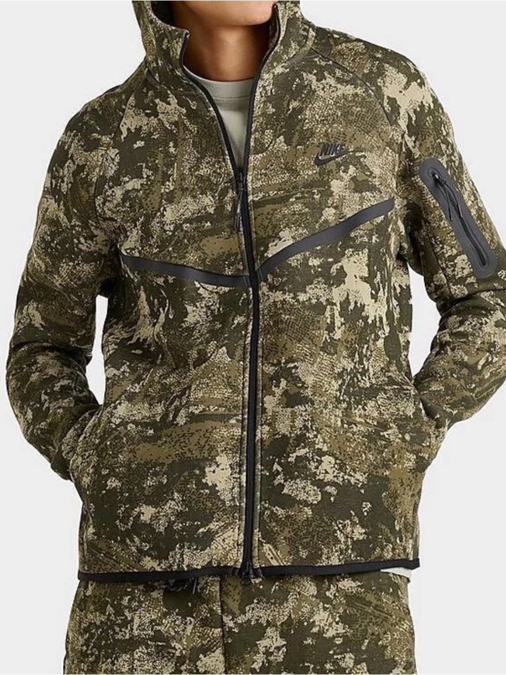Nike Tech Fleece Camo Windrunner Full-Zip Hoodie Green Cargo Men’s Sz M. NWOT